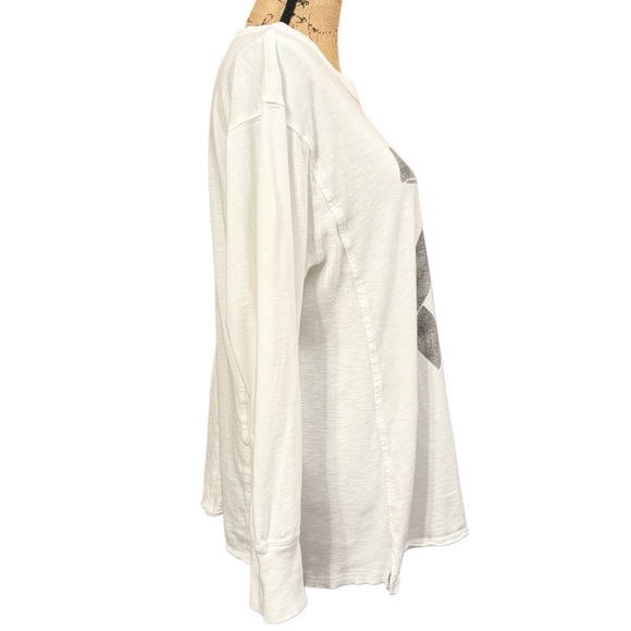 Aerie Off White Long Sleeve Oversized Bow Graphic Boyfriend T Shirt Size Small - Picture 2 of 8